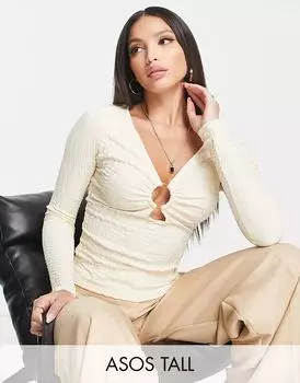 Структурированный укороченный топ с камнями и кольцами ASOS DESIGN Tall