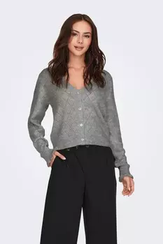 Структурированный вязаный кардиган с рукавами оборками Jdy, серый