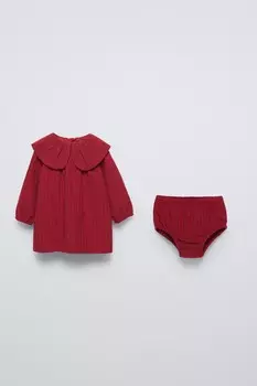 Структурное платье с воротником питер пэн ZARA, красноватый