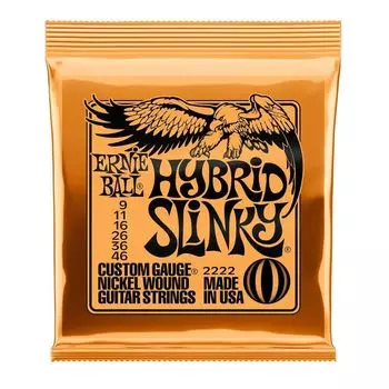 Струны Ernie Ball 2222 Hybrid Slinky для электрогитары никелевая обмотка (калибр 9-46)
