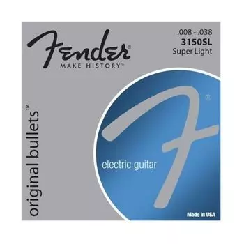 Струны Fender 3150SL для электрогитары с пулевидным наконечником чистый никель (8-38 тонометра)