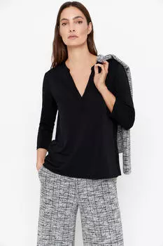 Струящаяся базовая футболка Cortefiel, черный