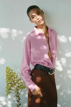Струящаяся базовая рубашка ZARA, цвет Bubble gum