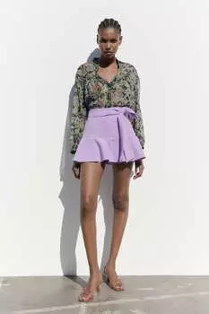 Струящаяся блузка с принтом ZARA, разноцветный