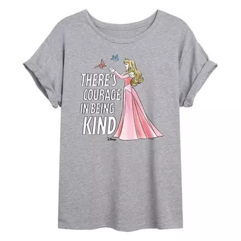 Струящаяся футболка Disney Princess Aurora Juniors Courage In Be Kind, цвет Heather Gray