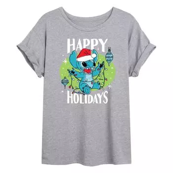 Струящаяся футболка Disney's Lilo & Stitch Junior's Happy Holidays Licensed Character