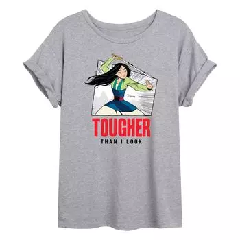 Струящаяся футболка Disney's Mulan Juniors «Tougher Tougher Than I Look» Licensed Character, серый