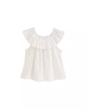 Струящаяся футболка для девочки с рюшами Dadati, белый