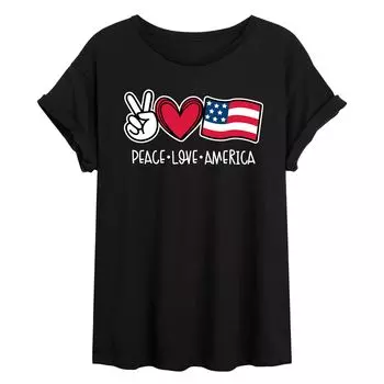 Струящаяся футболка для юниоров с надписью «Peace Love America» Licensed Character