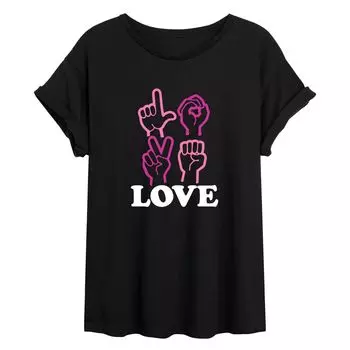 Струящаяся футболка Juniors' Love с языком жестов Licensed Character