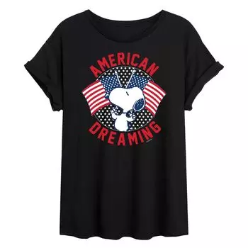 Струящаяся футболка Juniors' Peanuts "American Dreaming" Licensed Character