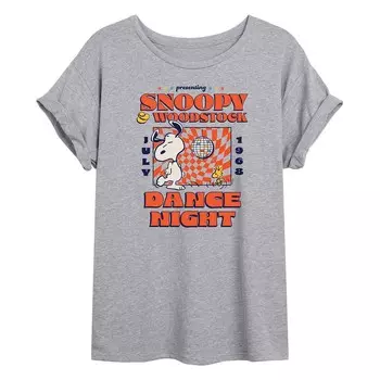 Струящаяся футболка Juniors' Peanuts Dance Night Licensed Character, цвет Heather Gray
