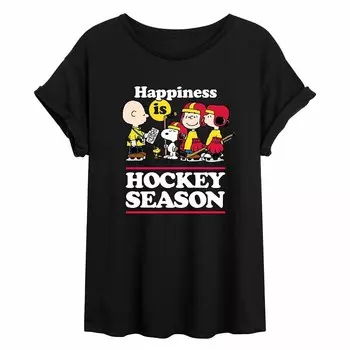 Струящаяся футболка Juniors' Peanuts "Happiness Is Hockey Season" Licensed Character, черный