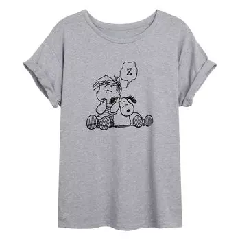 Струящаяся футболка Juniors' Peanuts Linus Snooze Licensed Character