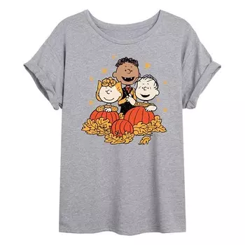 Струящаяся футболка Juniors' Peanuts Pumpkin Trio Licensed Character, серый