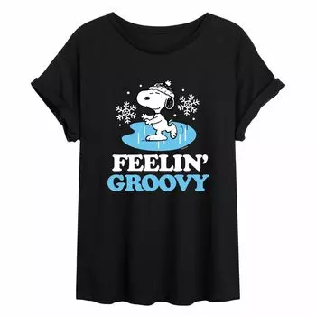 Струящаяся футболка Juniors' Peanuts Snoopy "Feelin' Groovy" Licensed Character