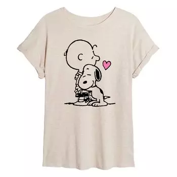 Струящаяся футболка Juniors' Peanuts Snoopy Hug Licensed Character, бежевый