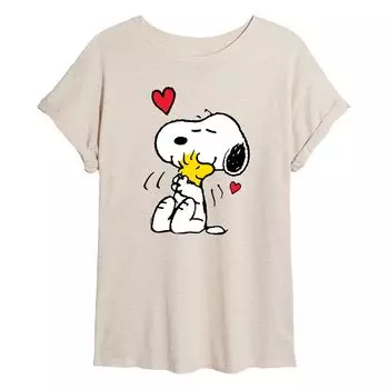 Струящаяся футболка Juniors' Peanuts Snoopy Hug Licensed Character, бежевый