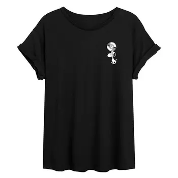 Струящаяся футболка Juniors' Peanuts Snoopy Records Licensed Character, черный