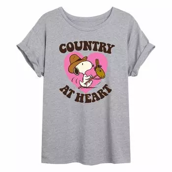 Струящаяся футболка Juniors' Peanuts Spike "Country At Heart" Licensed Character