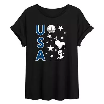 Струящаяся футболка Juniors' Peanuts USA Volley Licensed Character, черный