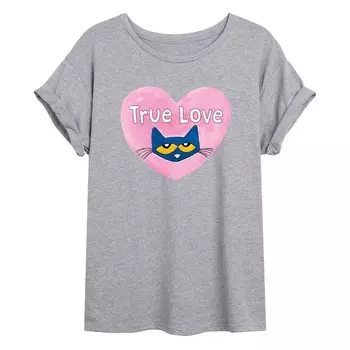 Струящаяся футболка Pete The Cat True Love для юниоров Licensed Character, серый