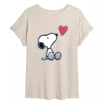 Струящаяся футболка с аэрографом для детей Peanuts Snoopy Heart Licensed Character, бежевый