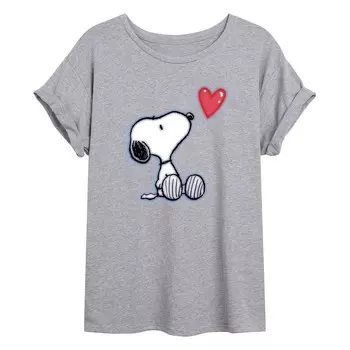 Струящаяся футболка с аэрографом для детей Peanuts Snoopy Heart Licensed Character, цвет Heather Gray