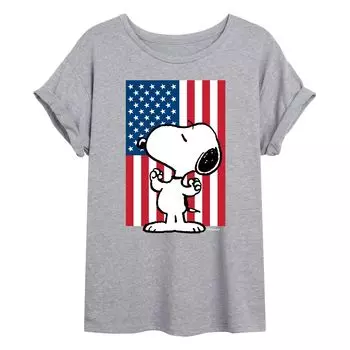 Струящаяся футболка с флагом США Peanuts для юниоров Licensed Character, серый