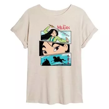 Струящаяся футболка с изображением комиксов Disney's Mulan Juniors Licensed Character, бежевый