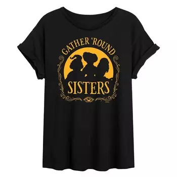 Струящаяся футболка с круглым вырезом для юниоров Hocus Pocus Gather Sisters Licensed Character, черный