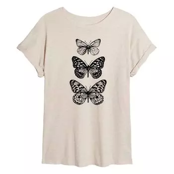 Струящаяся футболка Stacked Butterflies для юниоров Licensed Character, бежевый