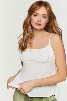 Струящаяся майка с присборенной грудью Forever 21, белый