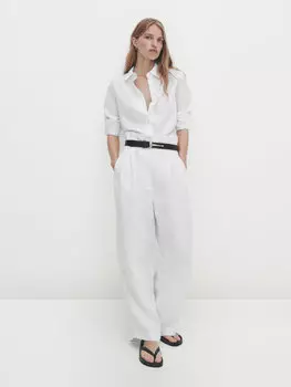 Струящаяся рубашка Massimo Dutti, кремовый