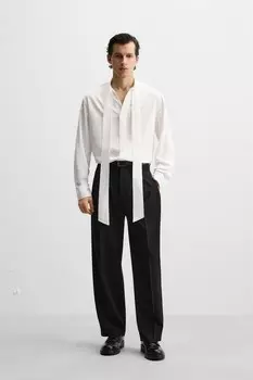 Струящаяся рубашка с бантом ZARA, белый