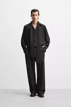 Струящаяся рубашка с деталями на галстуке ZARA, черный