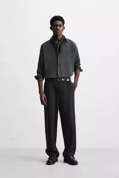 Струящаяся рубашка с карманом ZARA, черный