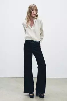 Струящаяся рубашка с пуговицами ZARA, экрю