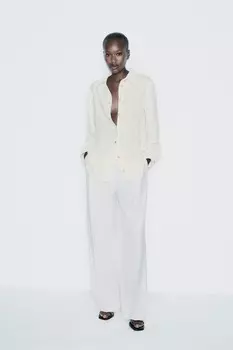 Струящаяся рубашка с золотыми пуговицами ZARA, экрю