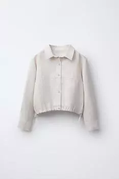 Струящаяся рубашка со шнурком ZARA, экрю