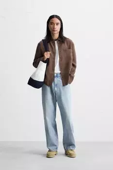 Струящаяся рубашка стандартного кроя ZARA, коричневый