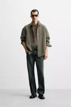 Струящаяся рубашка в полоску ZARA, хаки
