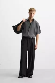 Струящаяся рубашка ZARA, антрацитово-серый