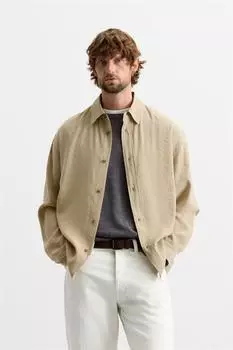 Струящаяся рубашка ZARA, бежевый