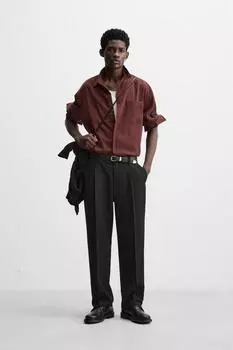 Струящаяся рубашка ZARA, бордовый
