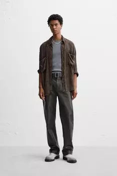 Струящаяся рубашка ZARA, коричневый