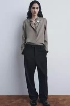 Струящаяся рубашка ZARA, серый