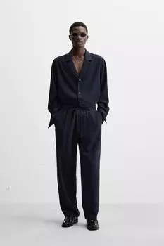 Струящаяся рубашка ZARA, темно-синий