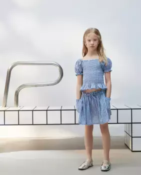 Струящаяся юбка в клетку для девочек с боковыми карманами Kids El Corte Ingls, синий