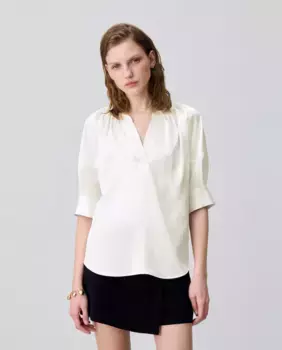 Струящаяся женская блузка с тунисским воротником Claudie Pierlot, белый